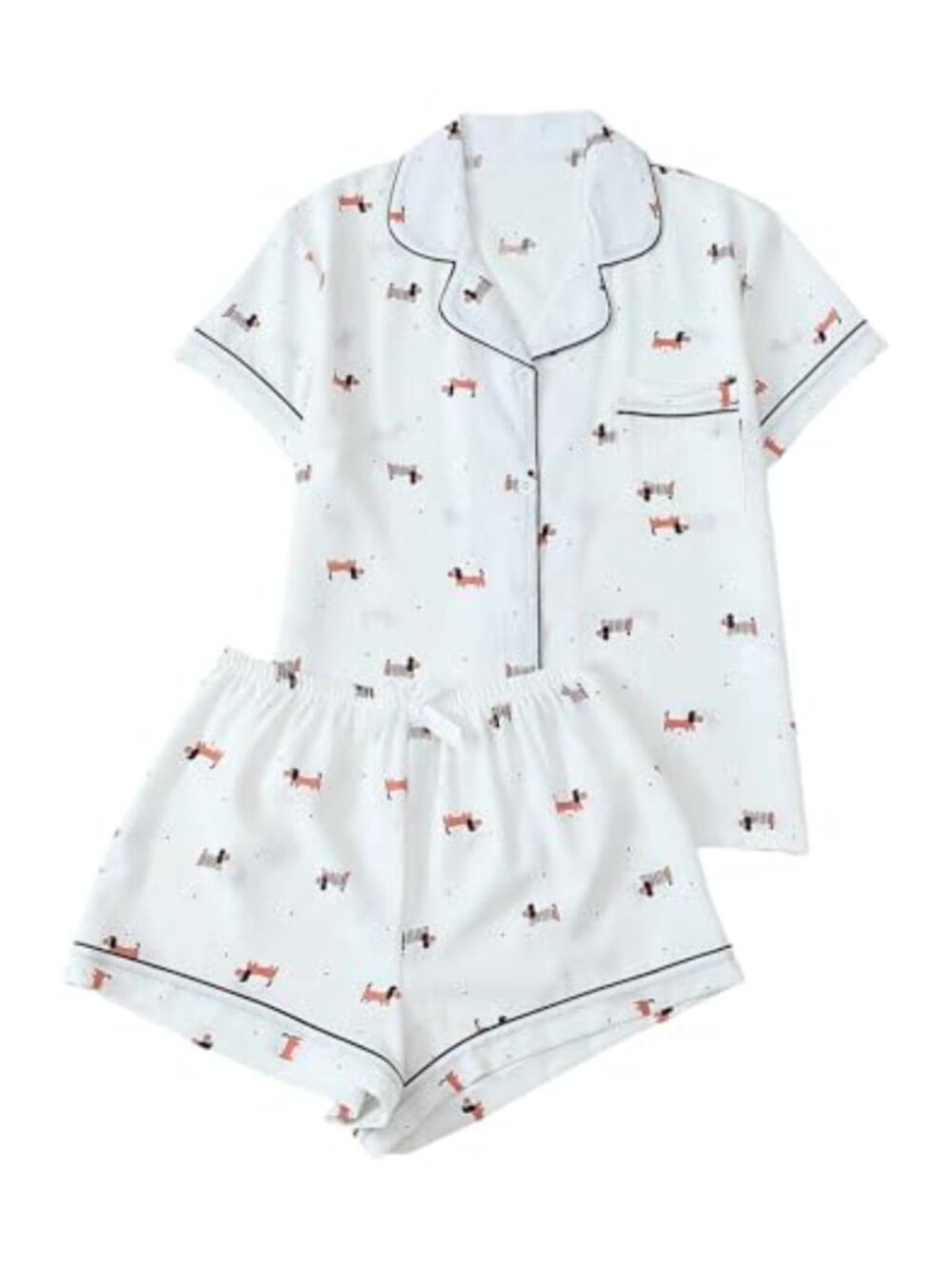2 Piece Pajama Set Short Sleeve Button Down Sleepwear Soft Shirt with Shorts
